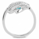 DA051 - Stainless Steel Ring High polished (no plating) Women Top Grade Crystal Blue Zircon