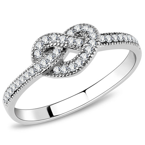 DA053 - Stainless Steel Ring High polished (no plating) Women AAA Grade CZ Clear