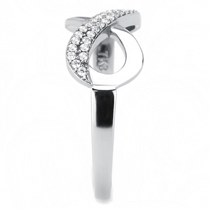 DA054 - Stainless Steel Ring High polished (no plating) Women AAA Grade CZ Clear