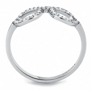 DA055 - Stainless Steel Ring High polished (no plating) Women AAA Grade CZ Clear