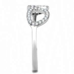 DA055 - Stainless Steel Ring High polished (no plating) Women AAA Grade CZ Clear