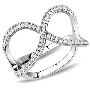 DA058 - Stainless Steel Ring High polished (no plating) Women AAA Grade CZ Clear
