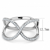 DA058 - Stainless Steel Ring High polished (no plating) Women AAA Grade CZ Clear