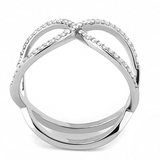 DA058 - Stainless Steel Ring High polished (no plating) Women AAA Grade CZ Clear