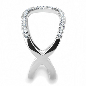 DA058 - Stainless Steel Ring High polished (no plating) Women AAA Grade CZ Clear