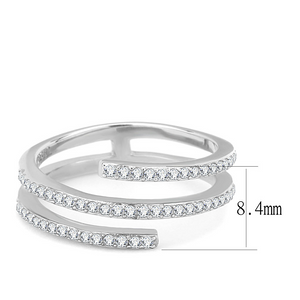 DA060 - Stainless Steel Ring High polished (no plating) Women AAA Grade CZ Clear