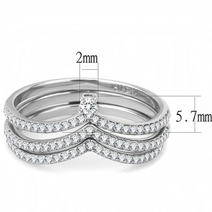 DA061 - Stainless Steel Ring High polished (no plating) Women AAA Grade CZ Clear