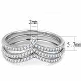 DA061 - Stainless Steel Ring High polished (no plating) Women AAA Grade CZ Clear