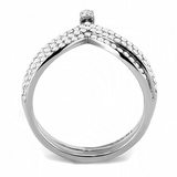 DA061 - Stainless Steel Ring High polished (no plating) Women AAA Grade CZ Clear