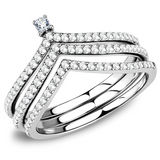 DA061 - Stainless Steel Ring High polished (no plating) Women AAA Grade CZ Clear