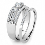 DA062 - Stainless Steel Ring High polished (no plating) Women AAA Grade CZ Clear