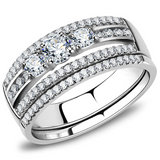 DA062 - Stainless Steel Ring High polished (no plating) Women AAA Grade CZ Clear