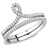 DA063 - Stainless Steel Ring High polished (no plating) Women AAA Grade CZ Clear