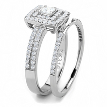 DA064 - High polished (no plating) Stainless Steel Ring with AAA Grade CZ  in Clear