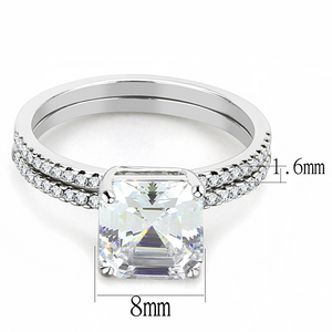 DA065 - Stainless Steel Ring High polished (no plating) Women Cubic Clear