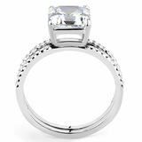 DA065 - Stainless Steel Ring High polished (no plating) Women Cubic Clear