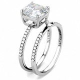 DA065 - Stainless Steel Ring High polished (no plating) Women Cubic Clear