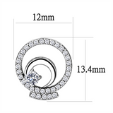 DA069 - High polished (no plating) Stainless Steel Earrings with AAA Grade CZ  in Clear
