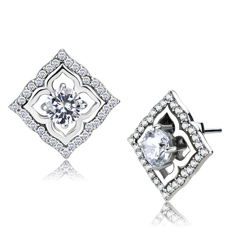 DA073 - Stainless Steel Earrings High polished (no plating) Women AAA Grade CZ Clear