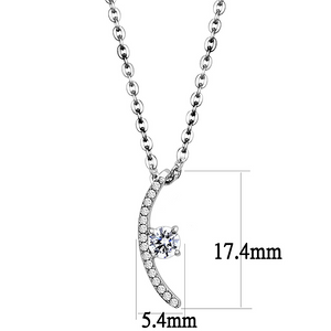 DA092 - Stainless Steel Chain Pendant High polished (no plating) Women AAA Grade CZ Clear