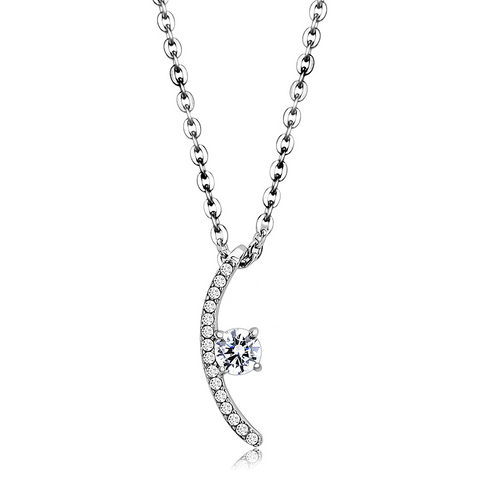 DA092 - Stainless Steel Chain Pendant High polished (no plating) Women AAA Grade CZ Clear