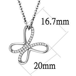 DA093 - Stainless Steel Chain Pendant High polished (no plating) Women AAA Grade CZ Clear