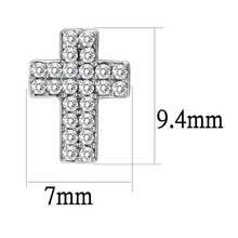 DA098 - High polished (no plating) Stainless Steel Earrings with AAA Grade CZ  in Clear