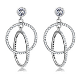 DA100 - High polished (no plating) Stainless Steel Earrings with AAA Grade CZ  in Clear