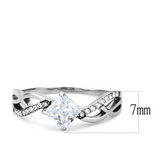 DA101 - Stainless Steel Ring High polished (no plating) Women AAA Grade CZ Clear