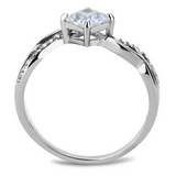 DA101 - Stainless Steel Ring High polished (no plating) Women AAA Grade CZ Clear