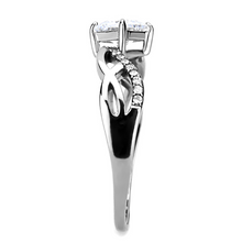 DA101 - Stainless Steel Ring High polished (no plating) Women AAA Grade CZ Clear