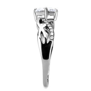 DA101 - Stainless Steel Ring High polished (no plating) Women AAA Grade CZ Clear