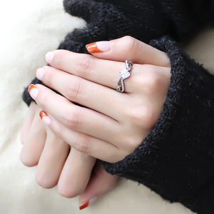 DA101 - Stainless Steel Ring High polished (no plating) Women AAA Grade CZ Clear