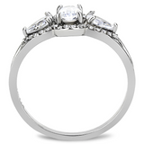 DA103 - High polished (no plating) Stainless Steel Ring with AAA Grade CZ  in Clear