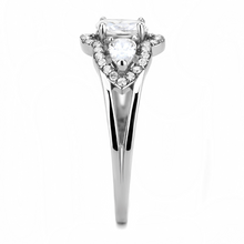 DA103 - High polished (no plating) Stainless Steel Ring with AAA Grade CZ  in Clear