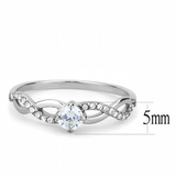 DA104 - Stainless Steel Ring High polished (no plating) Women AAA Grade CZ Clear