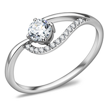 DA105 - Stainless Steel Ring High polished (no plating) Women AAA Grade CZ Clear