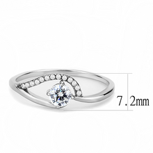 DA105 - Stainless Steel Ring High polished (no plating) Women AAA Grade CZ Clear