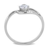 DA105 - Stainless Steel Ring High polished (no plating) Women AAA Grade CZ Clear