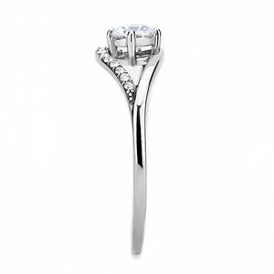 DA105 - Stainless Steel Ring High polished (no plating) Women AAA Grade CZ Clear