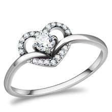 DA106 - Stainless Steel Ring High polished (no plating) Women AAA Grade CZ Clear