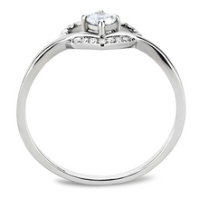 DA106 - Stainless Steel Ring High polished (no plating) Women AAA Grade CZ Clear