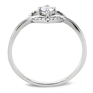 DA106 - Stainless Steel Ring High polished (no plating) Women AAA Grade CZ Clear