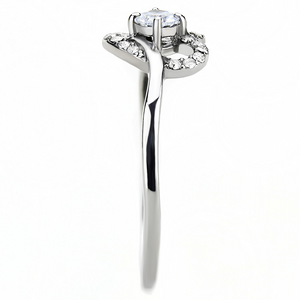 DA106 - Stainless Steel Ring High polished (no plating) Women AAA Grade CZ Clear