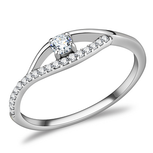 DA108 - Stainless Steel Ring High polished (no plating) Women AAA Grade CZ Clear