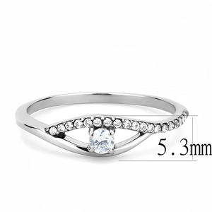 DA108 - Stainless Steel Ring High polished (no plating) Women AAA Grade CZ Clear