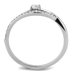 DA108 - Stainless Steel Ring High polished (no plating) Women AAA Grade CZ Clear