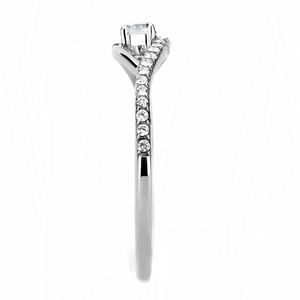 DA108 - Stainless Steel Ring High polished (no plating) Women AAA Grade CZ Clear