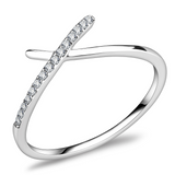DA112 - Stainless Steel Ring High polished (no plating) Women AAA Grade CZ Clear