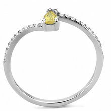 DA115 - Stainless Steel Ring High polished (no plating) Women AAA Grade CZ Topaz
